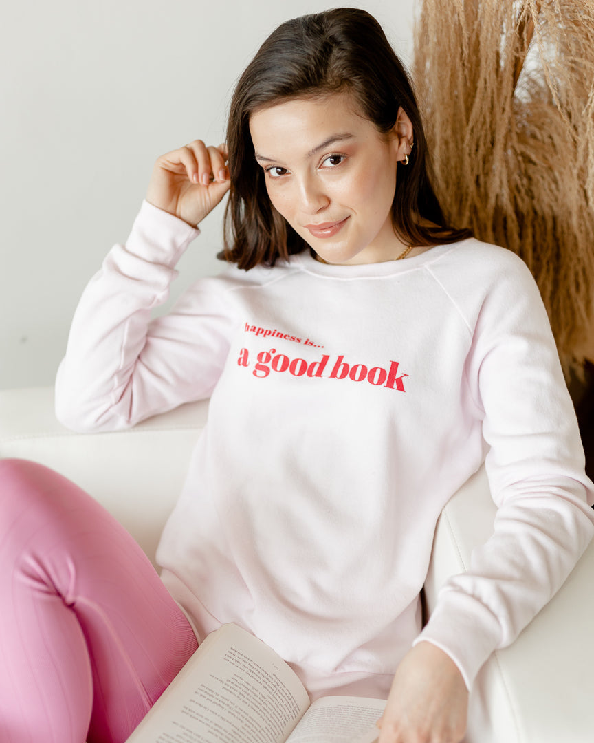 Women's Good Book Crew Sweatshirt, Ballet Pink