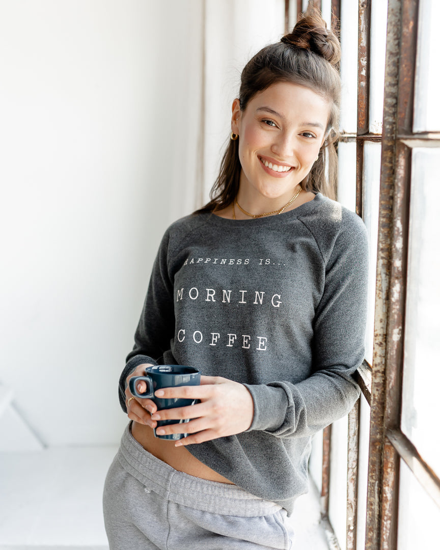 Women's Coffee Crew Sweatshirt, Charcoal