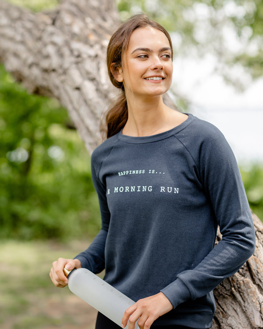 Women's Morning Run Crew Sweatshirt, True Navy