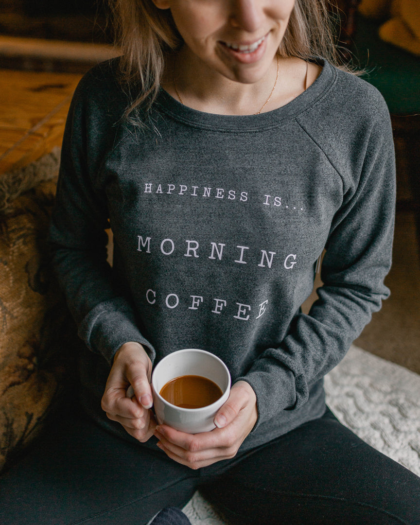 Women's Coffee Crew Sweatshirt, Charcoal