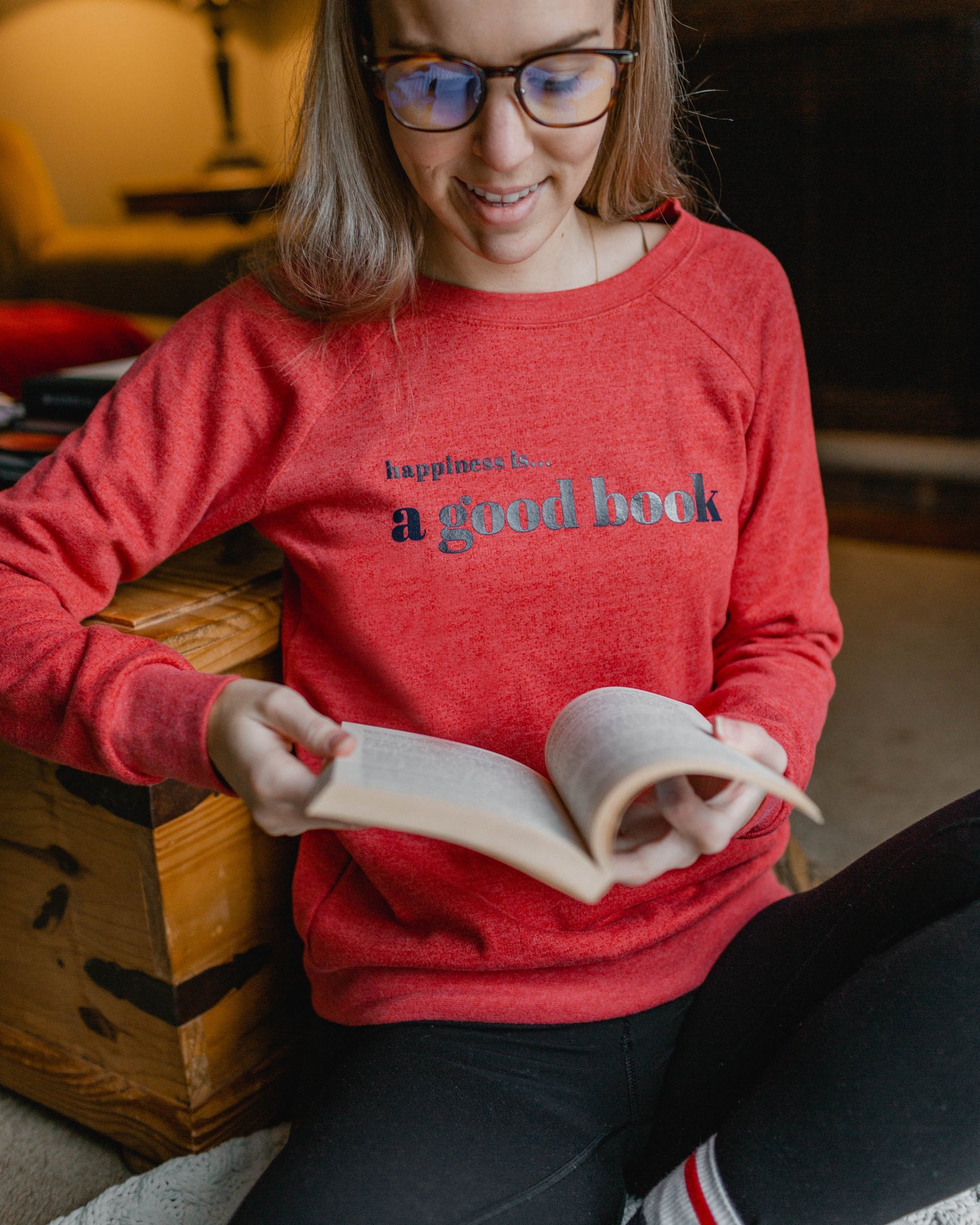Women's Good Book Crew Sweatshirt, Chili