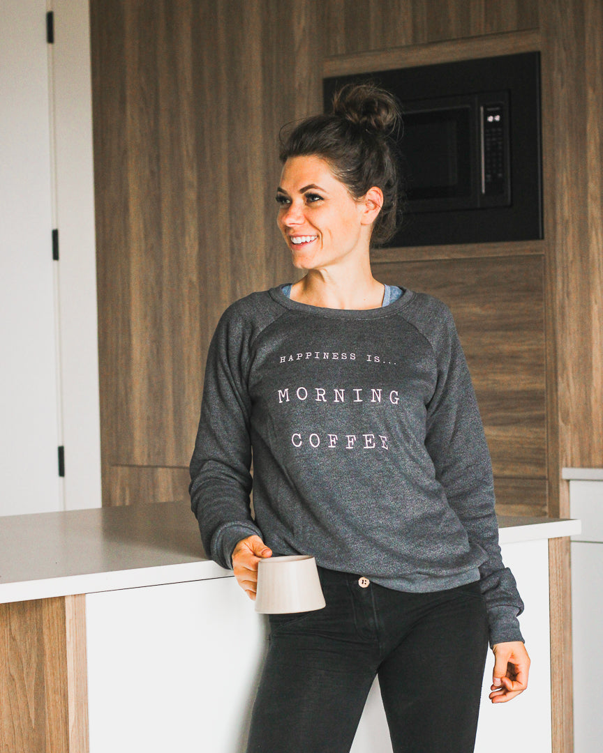 Women's Coffee Crew Sweatshirt, Charcoal