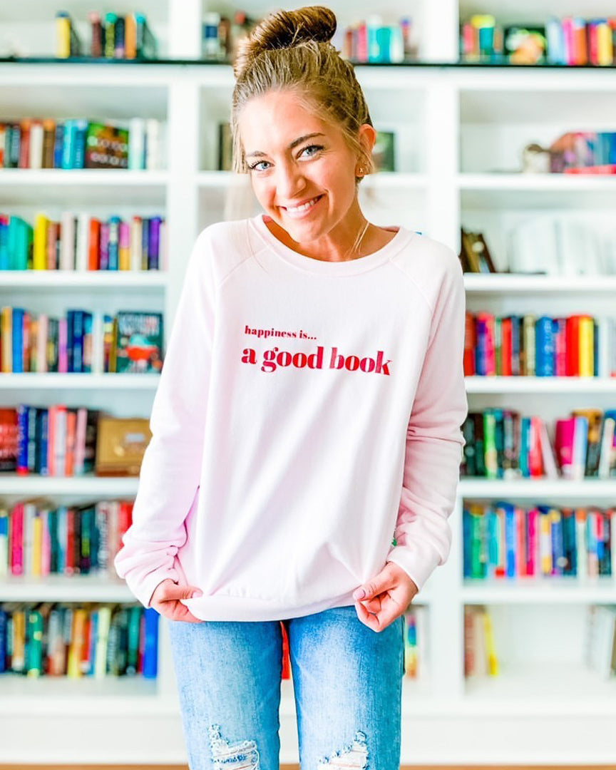 Women's Good Book Crew Sweatshirt, Ballet Pink