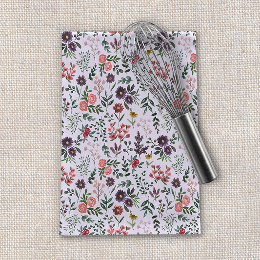 Bright Watercolor Flower - Purple - Tea Towel