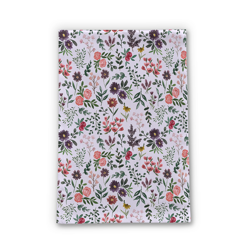 Bright Watercolor Flower - Purple - Tea Towel